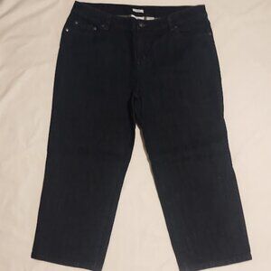 Liz Co Capris Jeans Womens 14 Blue metal design Slimming Fit 36x22 GUC